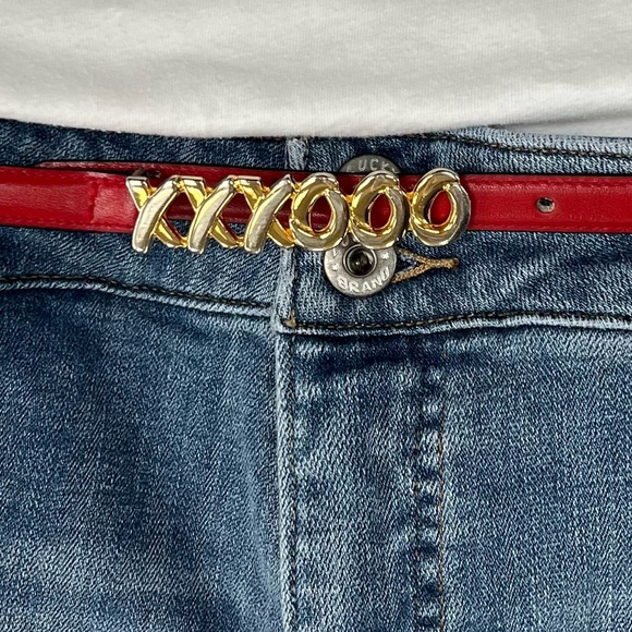 Paloma Picasso Accessories - Vintage Paloma Picasso Italian Red Leather XXXOOO Belt